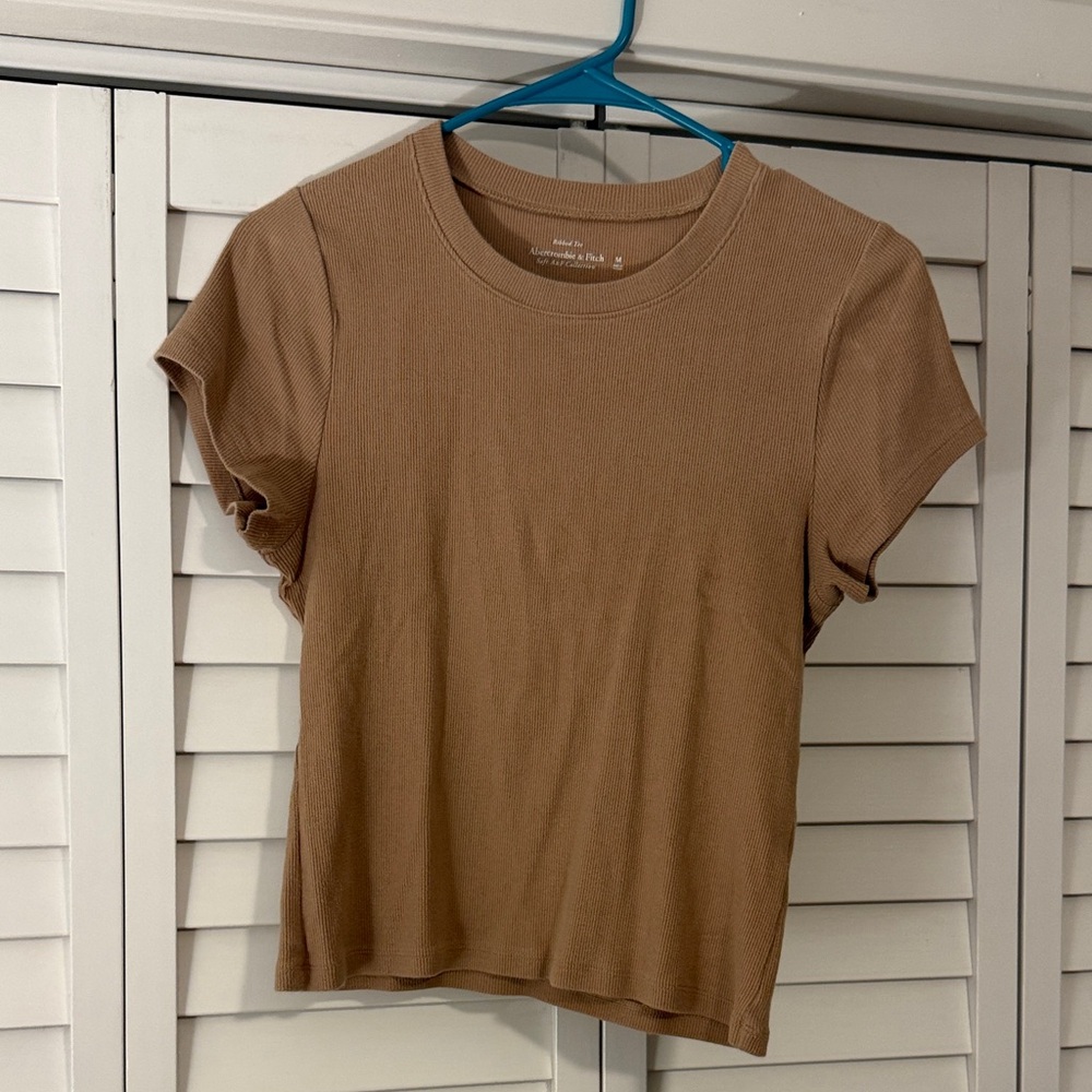 Abercrombie & Fitch Tan Short Sleeve Ribbed Tee